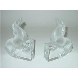 Pair Lalique "Horse" bookends