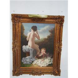 Gilt framed oil painting on canvas