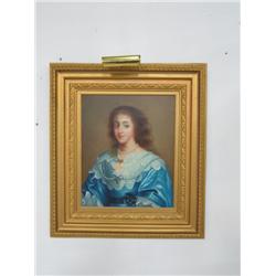 Gilt framed oil painting "Lady in Blue Dress"