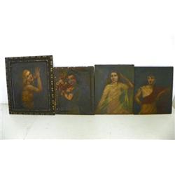 4 oil paintings on canvas