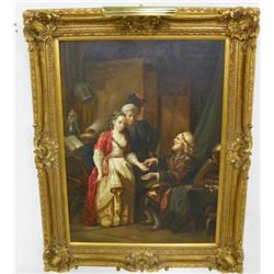 Gilt framed oil painting "Father's Blessing"