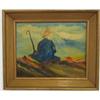 Image 1 : Abstract oil painting "Seated Man with Cane"