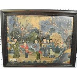 19th c. reverse painted "Chinese Procession"