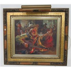 Painting "Man Playing Guitar" artist signed