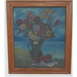 Oil painting "Flowers" attributed to Burliuk