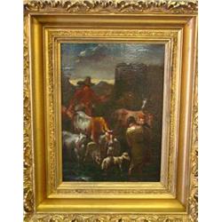 18th c. Old Master oil painting on wood panel