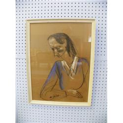Pastel "Woman" signed M. Lenson