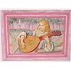 Image 1 : Oil painting signed Fiedler "Girl with Mandolin"