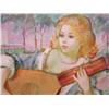 Image 2 : Oil painting signed Fiedler "Girl with Mandolin"