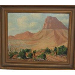 Oil painting signed J Speer "Western Landscape"