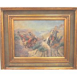 Gilt framed oil painting "Western Scene"
