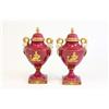 Pair Paris, France  porcelain red covered urns