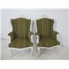 Pair French style Bergere chairs with blue fabric