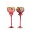 Pair cranberry glass footed bowls
