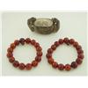 Image 1 : Dish with lion handles & 2 beaded bracelets