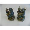 Image 2 : Pair Chinese cloisonne Foo Dog candlesticks
