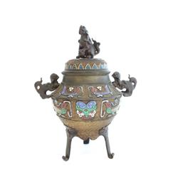 Chinese bronze & champleve incense burner