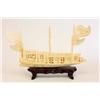 Image 1 : Ivory Chinese carving "Boat" on stand