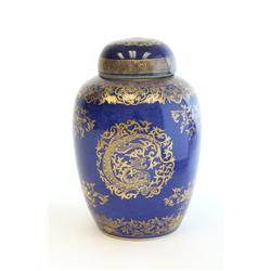 19th c. Chinese blue & gold ginger jar