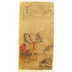 Chinese scroll "Scholar & Student with Crane"