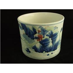 Porcelain brush pot with "Landscape"