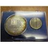 1974 ISRAEL 10 LIROT SILVER COIN & PIN SET (UNC)