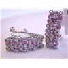 Image 2 : 14k Gold Earrings with Diamonds and Pink Quartz