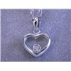 Image 1 : 14k White Gold Heart with Floating Diamond Pendant
