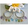 Image 3 : Gold Earrings with Diamonds and Multi-colored Gems