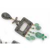Image 2 : 18k Gold and Silver Earrings with Emerald and Diamonds