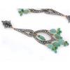 Image 2 : 18k Gold and Silver Earrings with Emerald and Diamond