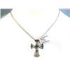 Image 2 : E.F.J. 14k White Gold Multi-Colored Sapphire and Diamond Pendant