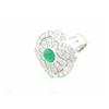 Image 2 : 18k White Gold Ring with Diamonds and Emerald