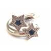Image 1 : 14k White Gold Ring with Diamonds and Blue Sapphire