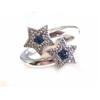Image 2 : 14k White Gold Ring with Diamonds and Blue Sapphire