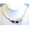 Image 1 : Pearl and Gemstone Necklace with Silver Clasp