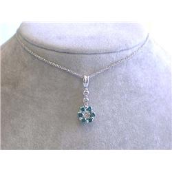 18k White Gold Pendant with Round and Blue Diamonds
