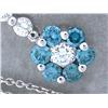 Image 3 : 18k White Gold Pendant with Round and Blue Diamonds