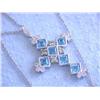 Image 2 : 14k White Gold Pendant with Topaz, Diamonds and Peridot