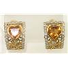 Image 1 : 18K Yellow Gold Diamond & Citrine Earrings