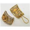 Image 2 : 18K Yellow Gold Diamond & Citrine Earrings