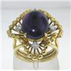 Image 1 : 14K Yellow Gold Cabochon Amethyst & Diamond Ring.