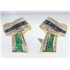 Image 1 : 14K White Gold Multi-Colored Stones & Diamond Earrings.