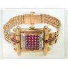 Image 1 : 14K Rose Gold Ruby & Diamond Watch From 1950