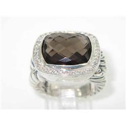 David Yurman Silver, Smoky Topaz & Diamond Ring.