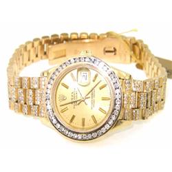 Rolex 18K Yellow Gold Diamond Ladies Watch