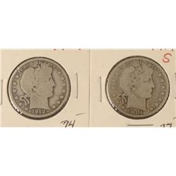 2 Barber Silver Half Dollars 1912 & 1914-S