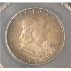 1951 Franklin Half Dollar MS63 ANACS Certified Toned