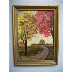 Antique Autumn Scene Oil Signed - C. Millet