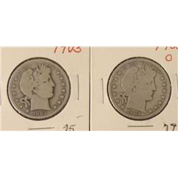 2 Barber Silver Half Dollars 1903 & 1903-O